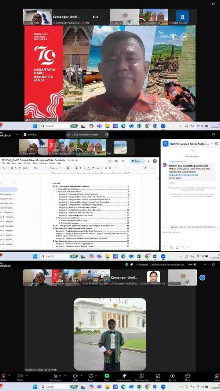 Focus Group Discussion Penyusunan Juknis Analisis Risiko Keselamatan Pariwisata