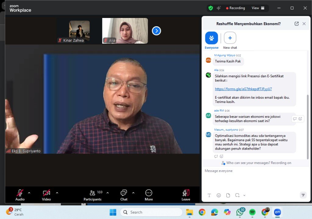 Seminar Publik Dengan Tema: Reshuffle Menyembuhkan Ekonomi?