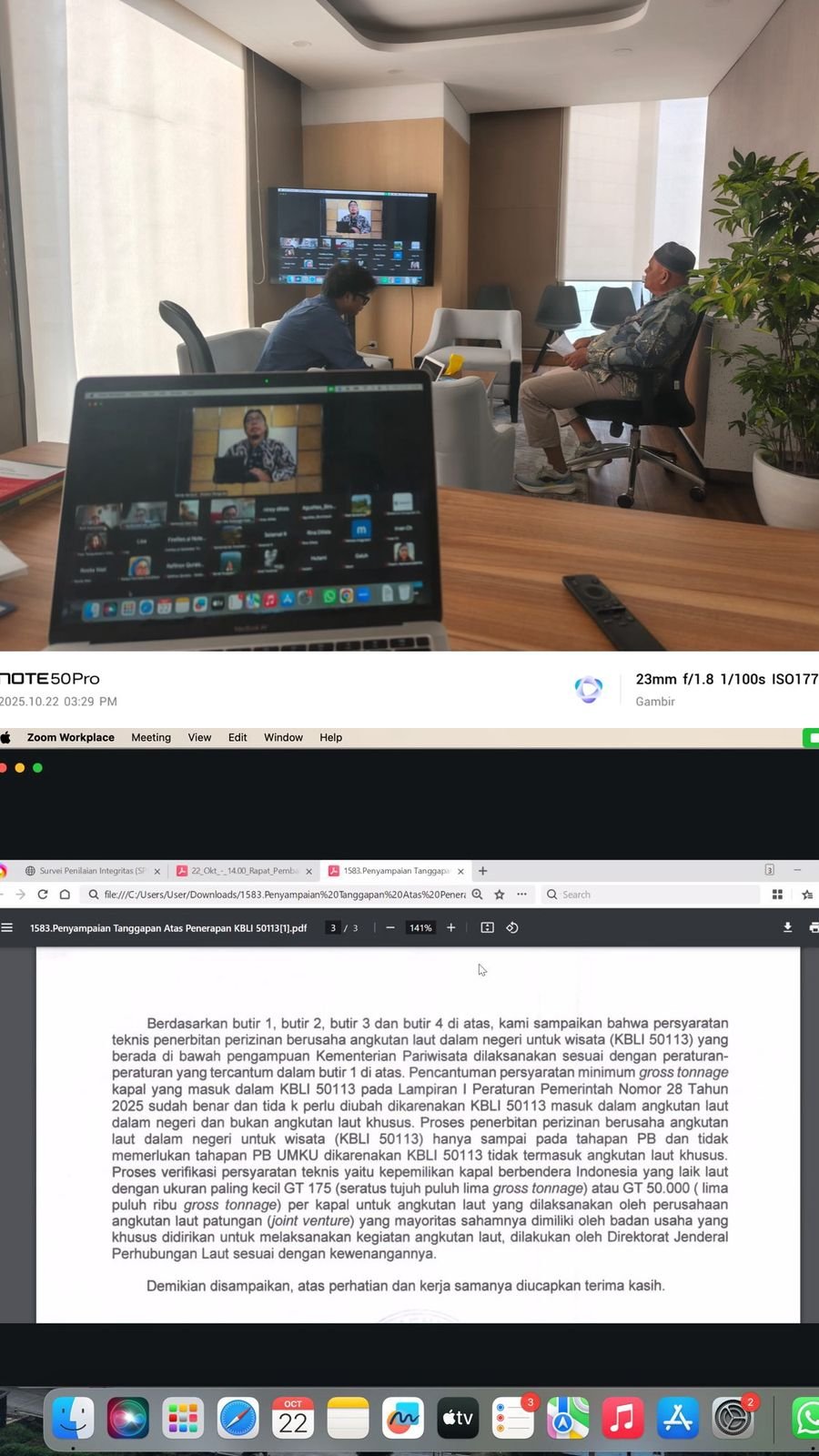 Rapat Pembahasan antar K/L mengenai KBLI 50113 (Angkutan Laut Dalam Negeri untuk Wisata)