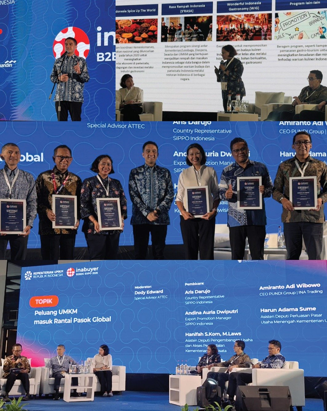Diskusi Panel: Peluang UMKM Masuk Rantai Pasok Global pada rangkaian kegiatan Inabuyer B2B2G Expo 2026